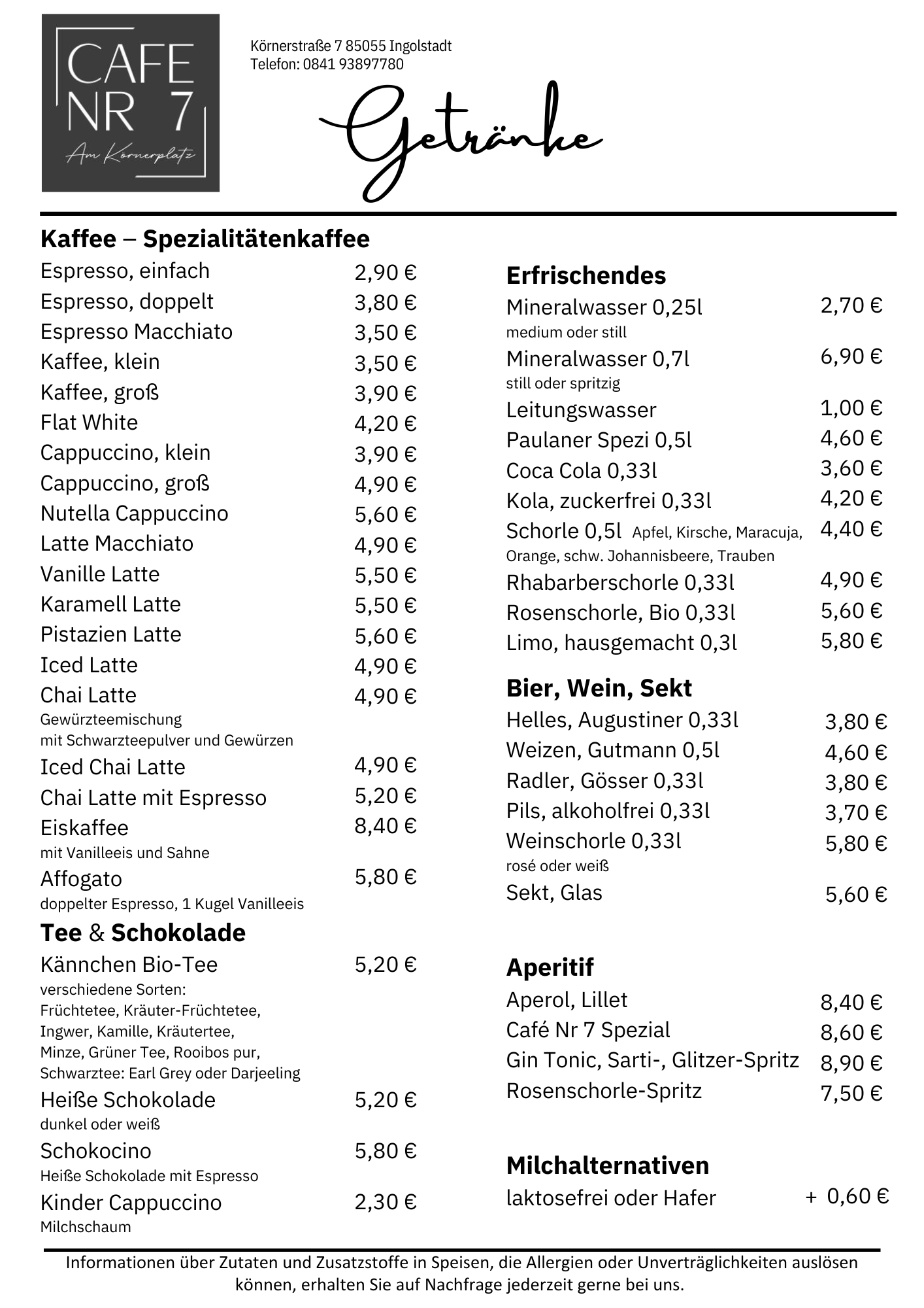 Cafe Nr 7, Am Körnerplatz Ingolstadt