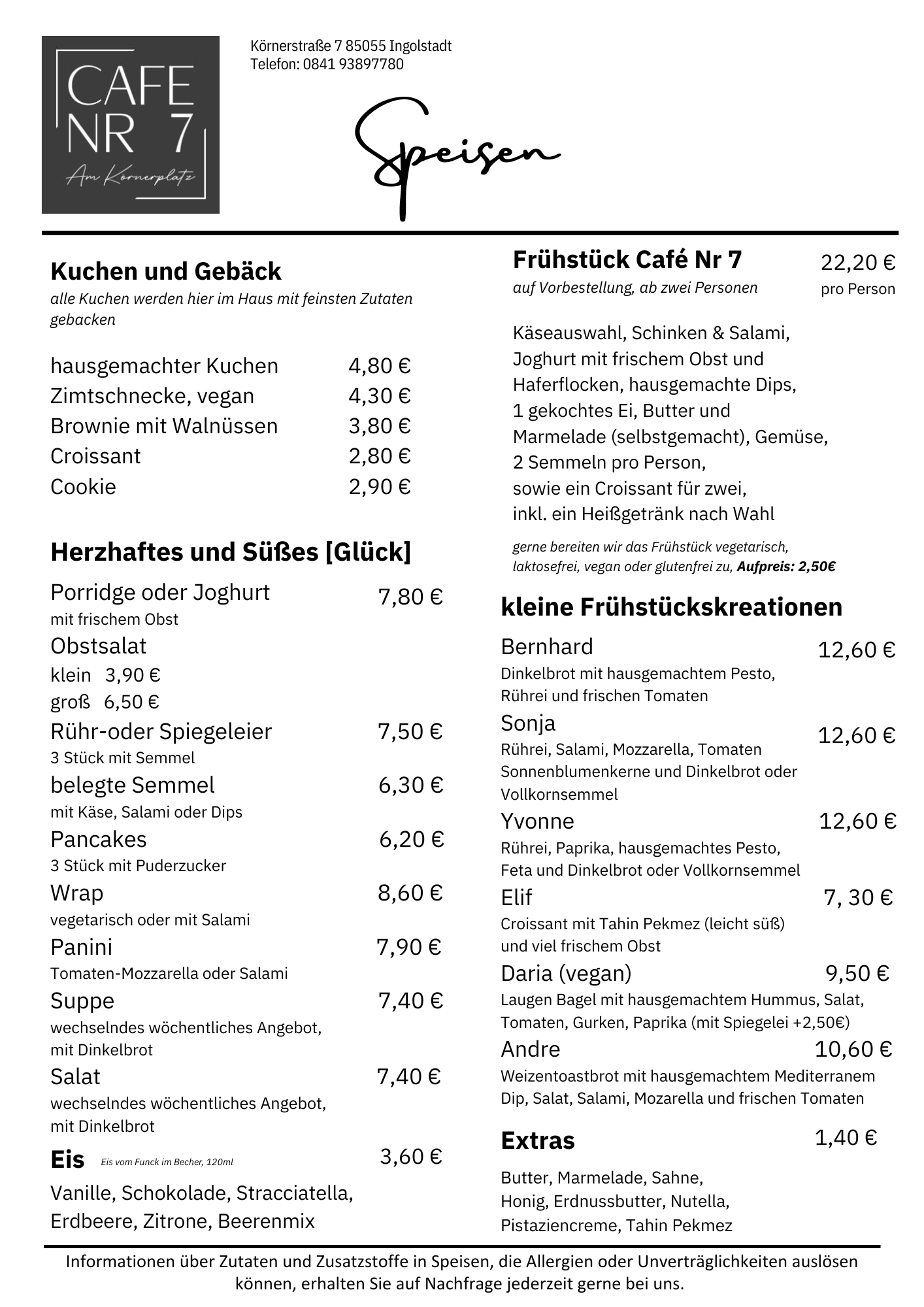 Cafe Nr 7, Am Körnerplatz Ingolstadt